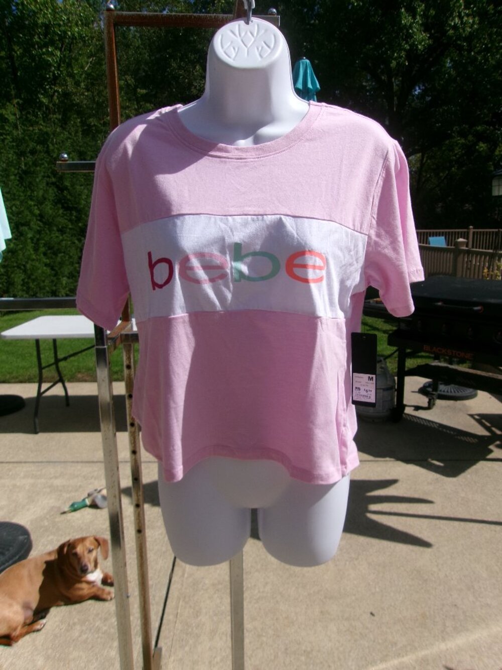 NWT BEBE PINK LOGO TEE M